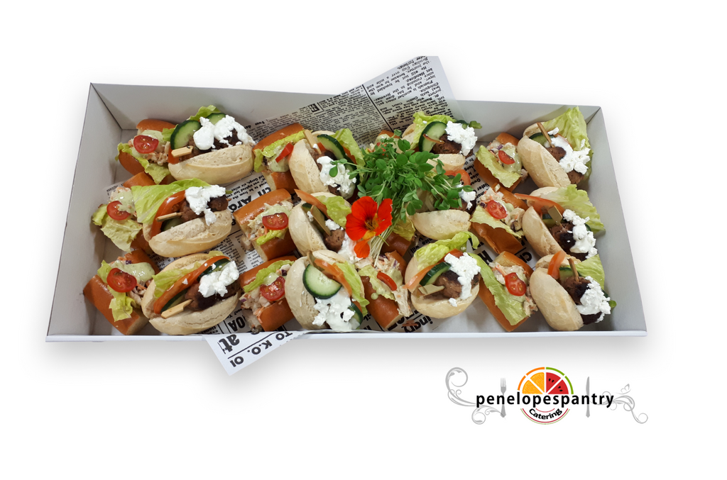Greek Kofta Rolls and Pesto Chicken Sub Platter